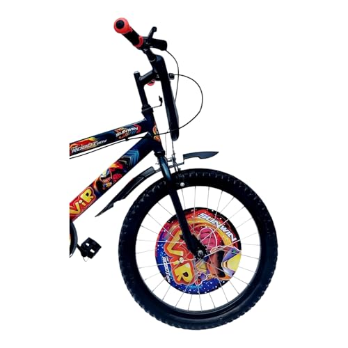 Image of 20 Inch Kids Bicycle for 6-8 Years Boys | VIR Model with TNT BMX Handle, Front Dashing Plate, Tubeless Tyres, PU Saddle, Full Chain Cover, Caliper Brake, Water Bottle & Ring Card Wheels |