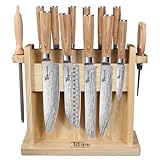 SYOKAMI Japanisches Küchenmesser Set, magnetisches Messer Set mit Block und Schärfer