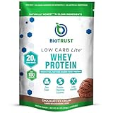 BioTrust Low Carb Lite, 20 Grams of Grass-Fed Whey Protein Isolate, 100 Calories, ProHydrolase Digestive Enzymes, Non-GMO, Free from Soy and Gluten, rBGH-Free (14 Servings) (Chocolate Ice Cream)