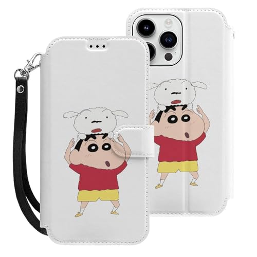 クレヨンしんちゃん iPhone15ProMax用ケース 手帳型 スマホケース アイホン15ProMax用 財布型カバー カードポケット スタンド機能 誕生日ギフト 人気 男女兼用