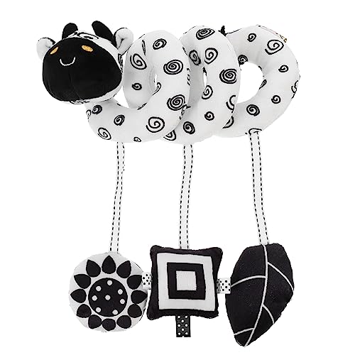 Alasum 黒と白の牛のベッドおもちゃ 幼児用 ベビーベッド用ガラガラおもちゃ ベル付き 0?3歳向け 赤ちゃんの視覚刺激と聴覚能力養う ベビープレイジムの装飾おもちゃ 吊り下げ可能