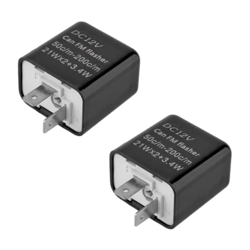 Wevdn 2PCS 12V Speed Adjustable 2 Pin LED Flasher, Electronic Flasher Relay Replacement Hazard Warn Flasher Relay, 2-Pin Hyper Flash Fix Car Motorcycle LED Turn Signal Light (Black)