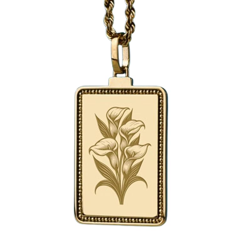 Collier lys calla argent 925 plaqué or bijou fait main mixte chaîne 45cm