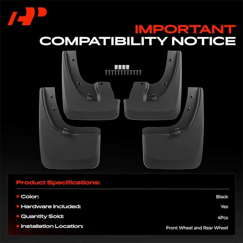 Image of A-Premium Mud Flaps Compatible with Nissan | for Nissan Frontier 2022-2026, No Drilling Required Mud Guards with Hardware Accessories, Set of 4 Front and Rear