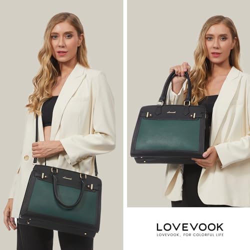 Image of LOVEVOOK Purses and Handbags for Women, Tote Shoulder Bag Satchel Black Purse and PU Leather Top Handle for ladies
