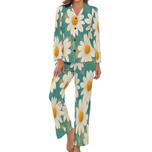 Pyjama à manches longues boutons et pantalon fluide pour nuit confortable