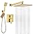 POP SANITARYWARE Shower Faucet Set Brushed Gold Rainfall 10 Inch Shower Head and Handle Set Bathroom Rain Shower System Wall Mounted Shower Fixture Shower Valve and Trim Kit