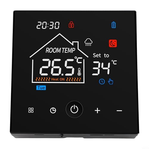 FACULX Termostato digital LCD programable, controlador de temperatura de caldera montado en la pared, con pantalla táctil, bloqueo infantil, programación semanal para sistema de calefacción del hogar