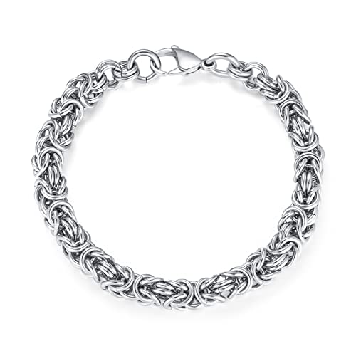 Pulsera de cadena bizantina de acero inoxidable hecha a mano Divoti miniatura 1