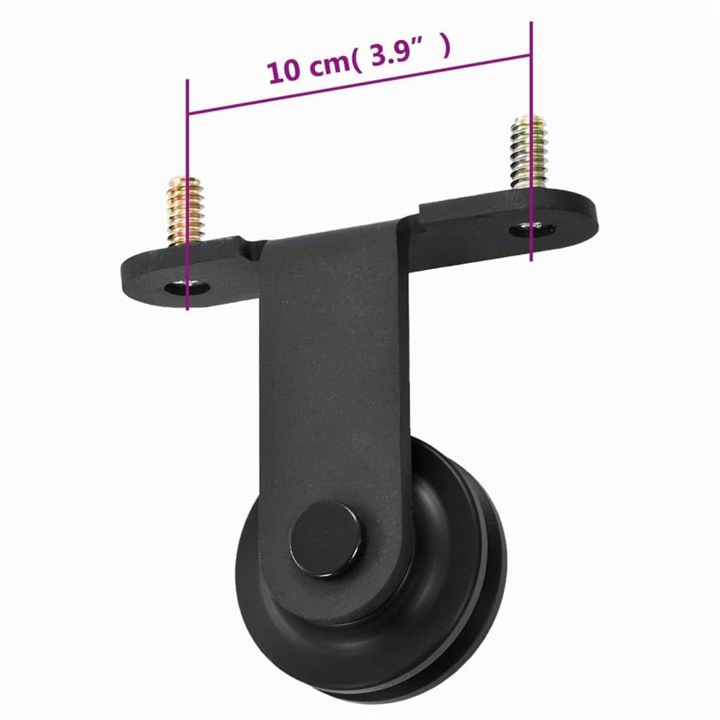 Kit de Quincaillerie de Porte Coulissante vidaXL, Système de Rail pour Porte Coulissante Grange, Noir Acier