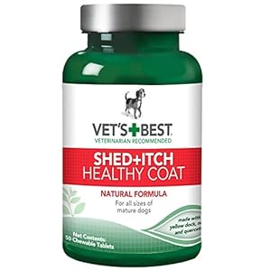 Vet's Best Healthy Coat Shed & Itch Relief Dog Supplements | Relieve Dogs Skin Irritation and Shedding Due to Seasonal Allergies or Dermatitis | 50 Chewable Tablets Vets Best Healthy Coat Shed Itch Relief Dog Supplements Relieve Dogs Skin Irritation and Shedding Due to Seasonal Allergies or Dermatitis 50 Chewable Tablets