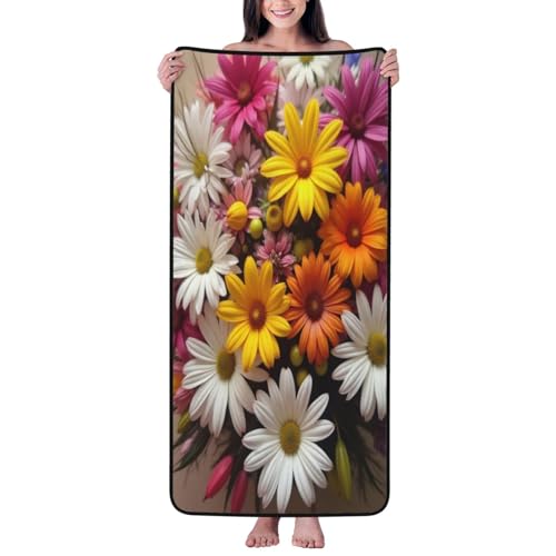 Modern Bouquet Print No.203 - Toallas de baño, toallas de ducha para baño, altamente absorbentes, suaves, grandes, 68 x 139 cm