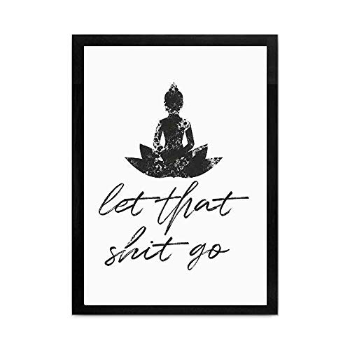 Let That Shit Go Bathroom Quote Art for Painting Wall Picture Office Decor Funny Yoga Room Sign Canvas Prints and Poster Wooden Framed Ready to Hang(10x12 inch)