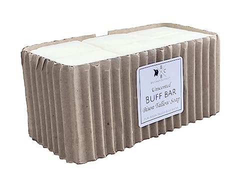 Big Crazy Buffalo Pure Bison Tallow Buff Soap Bar, Unscented, (6 pack) – Cleans, Moisturizing, Non-Habit Forming, Soothes, Pure and Naturally Derived – No Dyes, Chemicals, Fragrances, Preservatives
