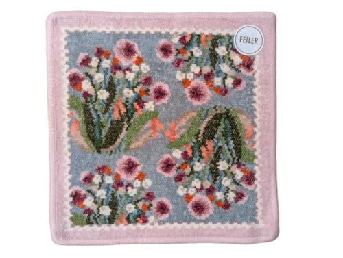 (フェイラー)FEILER ポンポネットローズ ハンカチ 25cm×25cm ライトグレー/ピンク フェイラージャパン POMPONETTE ROSE
