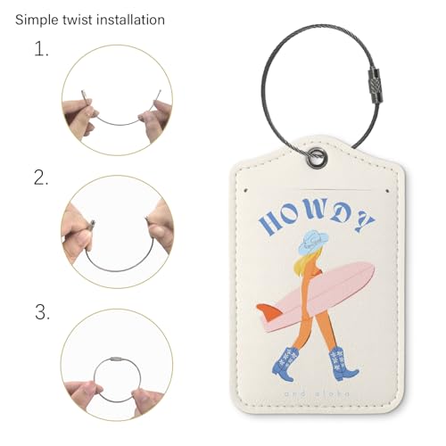 Summer Luggage Tag,Howdy Cowgirl 2 Pack Suitcase Tags for Travel,Preppy Gifts,Trendy 2 Pack Beach Bag Tags for Travel,Teen Girls Gifts Suitcase Tags2