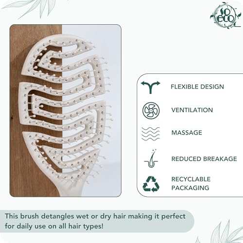 So Eco Flexi Curve Detangling Hair Brush, 100% PCR Materials, Flexible Vented Design for Wet & Dry Hair - Image 3