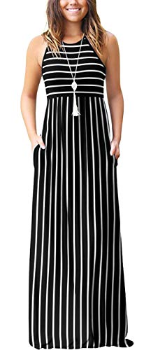 Image of DEARCASE Women's Sleeveless Summer Maxi Dress with Pockets,Beach,Vacation