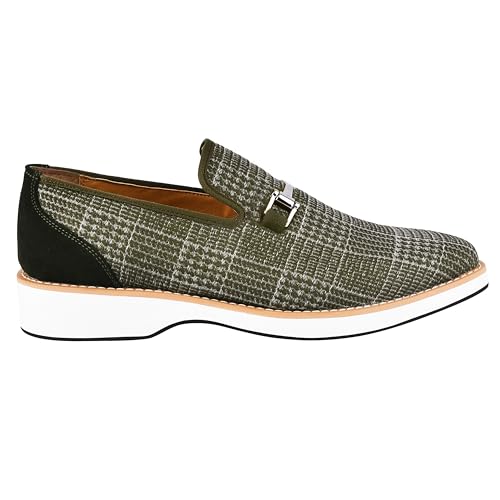 Image of LIBERTYZENO Mens Tuxedo Canvas Textile and Suede Leather Noble Loafers and Slip On Wedding Party Shoes for Easter Gift