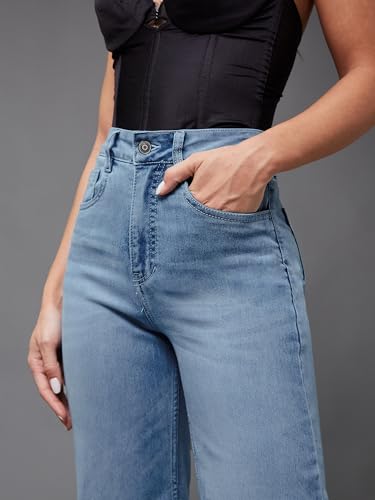 Image of Miss Chase Women's Wide-Leg High-Rise Regular-Length Stretchable Shaping Denim Jeans