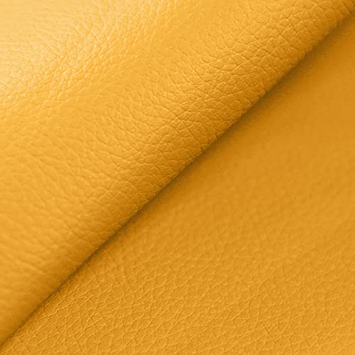 DESHOME Chiara – Tela por metros de polipiel impermeable | Imitación cuero resistente para tapizar sillas, sofás, cojines y proyectos de decoración – Ancho 140 cm Amarillo sol 1 metro