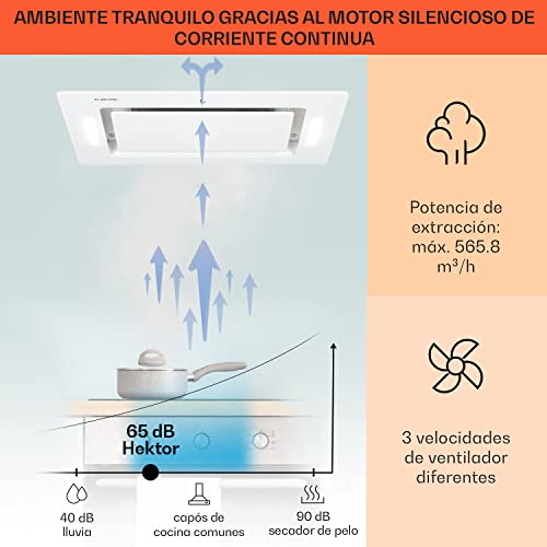 Klarstein-Hektor-Eco-Campana-extractora-52-cm-Encastrable-Extraccion-max-de-566-mh-200-W-3-potencias-Temporizador-Control-tactil-LEDs-Parte-inferior-de-cristal-Acero-inoxidable-Blanco