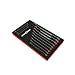 Garage Ready Wrench Organizer Tray - Holds 12 SAE or Metric Combination or Gear Wrenches (Black/Red)