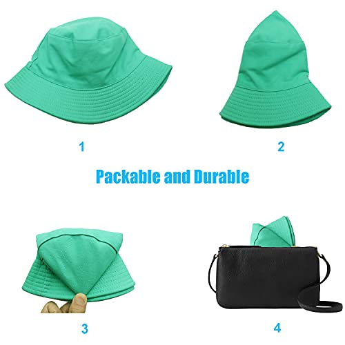 Image of Bucket Hat for Women Men, Reversible Cotton Summer Sun Beach Cap Solid Color Style