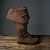 Medieval Boots Men's Medieval Boots Renaissance Pirate Costume Faux Leather Boot Halloween Viking Cosplay Shoes Back Knee High Fashion Boot Faux Leather Pirate Adult Fancy Dress Accessory #4