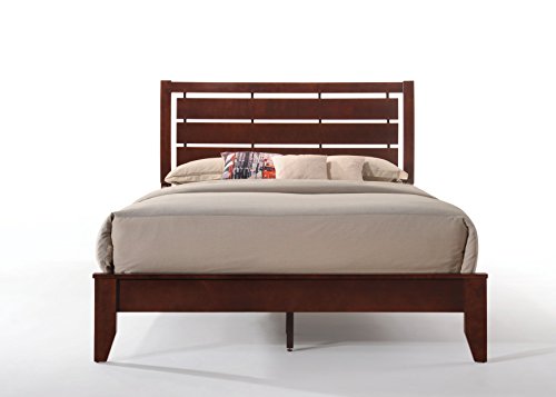 Moderna mesita de noche con espejo de madera, marco de cama tamaño Queen, King, dormitorio, sala de estar, baño (pecho gris) (cama Queen Cherry)