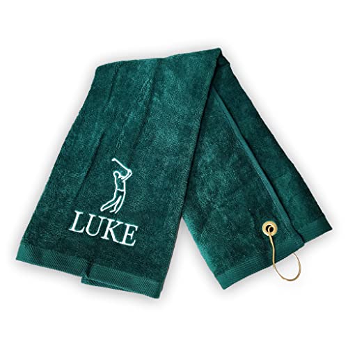 101 Beach Personalized Hunter Green Golf Bag Towel With Clip - Embroidered Name - Man Golfer #TOP3