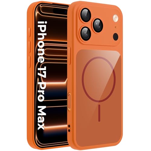 Image of A rtistque Back Cover Case for iPhone 17 Pro Max | Mag-Safe| Acrylic | Shockproof TPU Protective Design | iPhone 17 Pro Max Back Cover - Orange Bumper