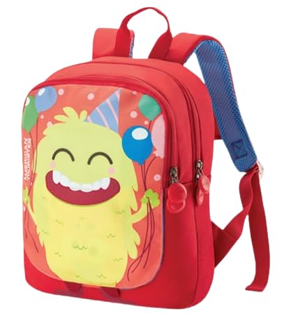 American Tourister 10.5 Litres Yoodle 2.0 Interchangeable Monster 2 Compartment Backpack For 4 To 6 Year Boys & Girls, Kids (Red)