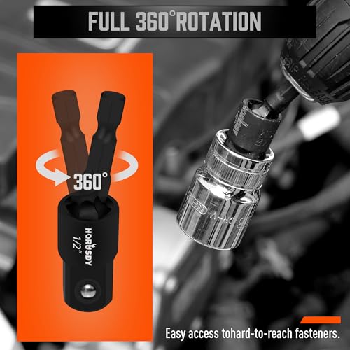 Image of Impact Drill Socket Adapter Set and Universal Joints Socket Set 9-Piece 1 /4 inch 3 /8 inch and 1 /2 inch Driver Socket Adapter, Power Drill