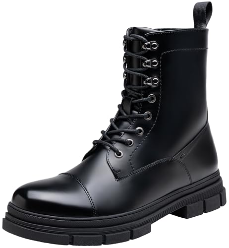 Jousen Mens Boots Casual Fashion Motorcycle Waterproof Combat Boots For Men(AMY8415 black 10.5)