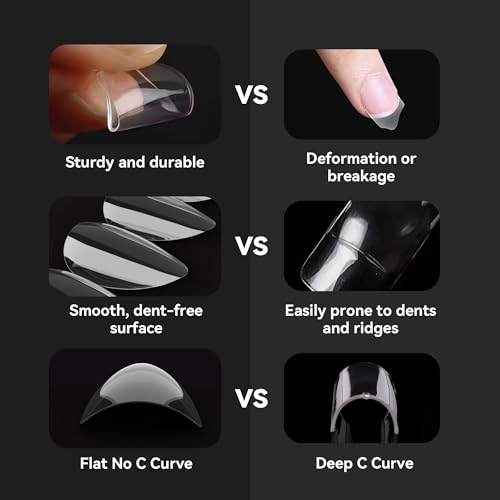 Image of UNA GELLA Short Almond Gel Nail Tips, 504pcs Pre-shape Short Almond Nail Tips 12 Sizes Press on Nails Soft Gel Acrylic Clear Fake Full Cover for Nails Extension Home DIY Salon