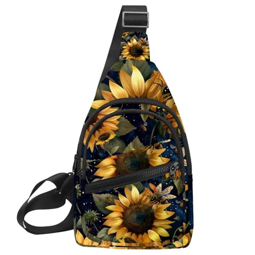 Mochila cruzada ergonómica de girasoles riñonera cómoda con correa para correr