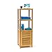 Produktbild Relaxdays Badregal Bambus mit 4 Ablageflächen HxBxT 110x36,5x33 cm praktisches Holzregal mit mehreren Ebenen und Schrankteil mit magnetischem Verschluss mit Stauraum für Bad und Wohnzimmer, natur