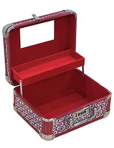 Image of Adson Professional Beauty Makeup Cosmetic Vanity Case /Box With Mirror (Pink)