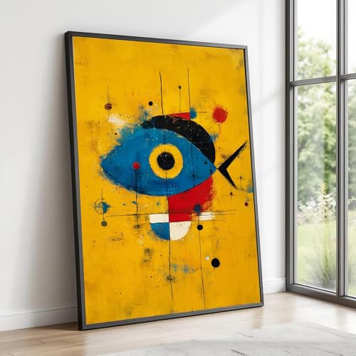 Tableau abstrait sur toile poissons XINBAO déco géométrique 40x60cm