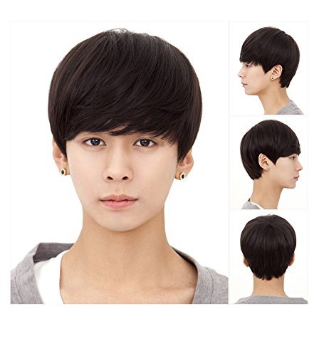 Tomorrow Lover Handsome Sunshine Boys' Short Straight Layers Natural Hair /Daily Wigs Wig + Free Wig Cap (black)