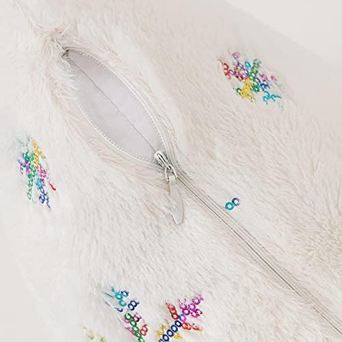 Fouriding Christmas Snowflake Cushion Covers,Colorful Snowflake Plush Embroidery Pillowcase 18 x18 Inch Christmas Square Pillow Cases for Sofa Couch Christmas Decorations