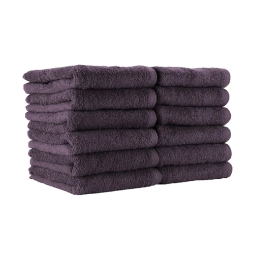 Image of Arkwright Bleach Proof Salon Towels - Pack of 12 - Highly Absorbent, 100% Cotton, Quick Dry Spa Face Towel for Hair Stylist, Barber, Pedicure, and Esthetician, 16 x 27 in, Eggplant