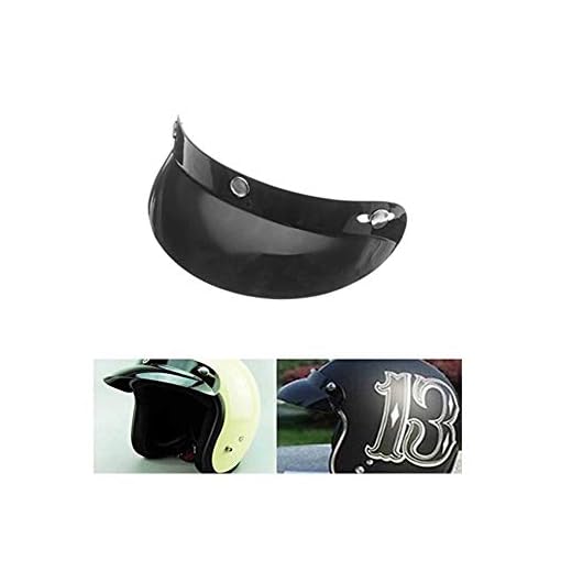 MOMOALA Alamor Universale Nero 3 Bottoni A Scatto Visor Shield Lens per Moto Open Face Helmets 27Cm / 10.6In