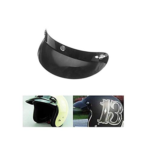 MOMOALA Alamor Universal Black 3 Snap Buttons Visor Shield Lens para Motocicleta Cara Abierta Cascos 27Cm / 10.6In