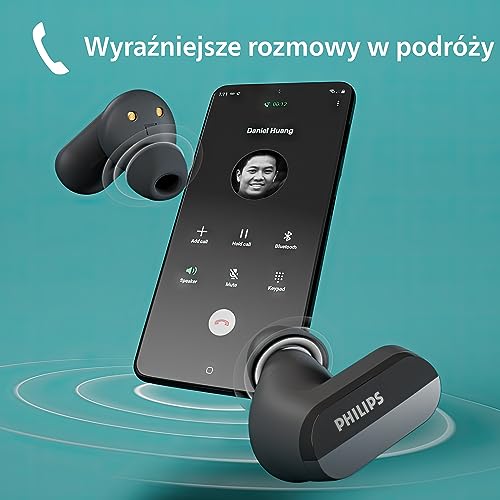 Philips TAT3508BK/00 Écouteurs sans Fil True Wireless | en Silicone, Son Naturel | Réduction du Bruit | Jusqu'à 21 h d'autonomie | Micro | Boîtier de Charge | IPX4 Résistant à l'eau | Noir