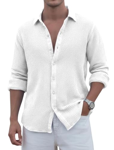 Image of Zombom Men's Textured Casual Shirt | Full Sleeve Button-Down Shirt for Men | Lightweight Soft Poly Cotton Regular Fit