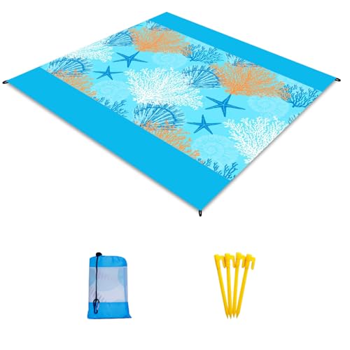 Couverture de plage extra large Andiker tapis de pique-nique imperméable 4 piquets - 2