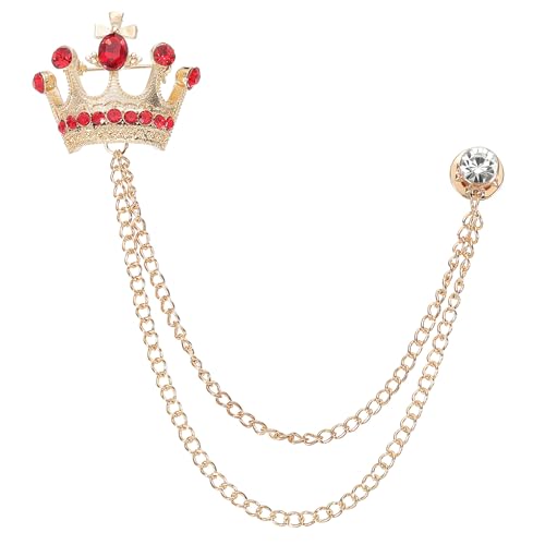 Image of PATIKIL Crown Hanging Chain Brooch Pins | Rhinestone Suit Pins Fashion Crystal Lapel Pins for Women Men
