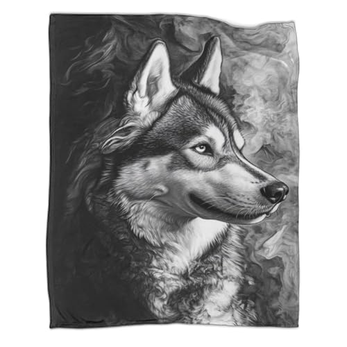 Couverture Husky sibérien en flanelle 150x200cm plaid 3D